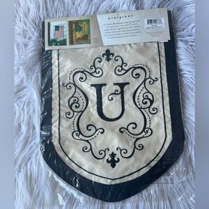 Evergreen Premium Applique Garden Flag Monogram N - Fleur De Lis